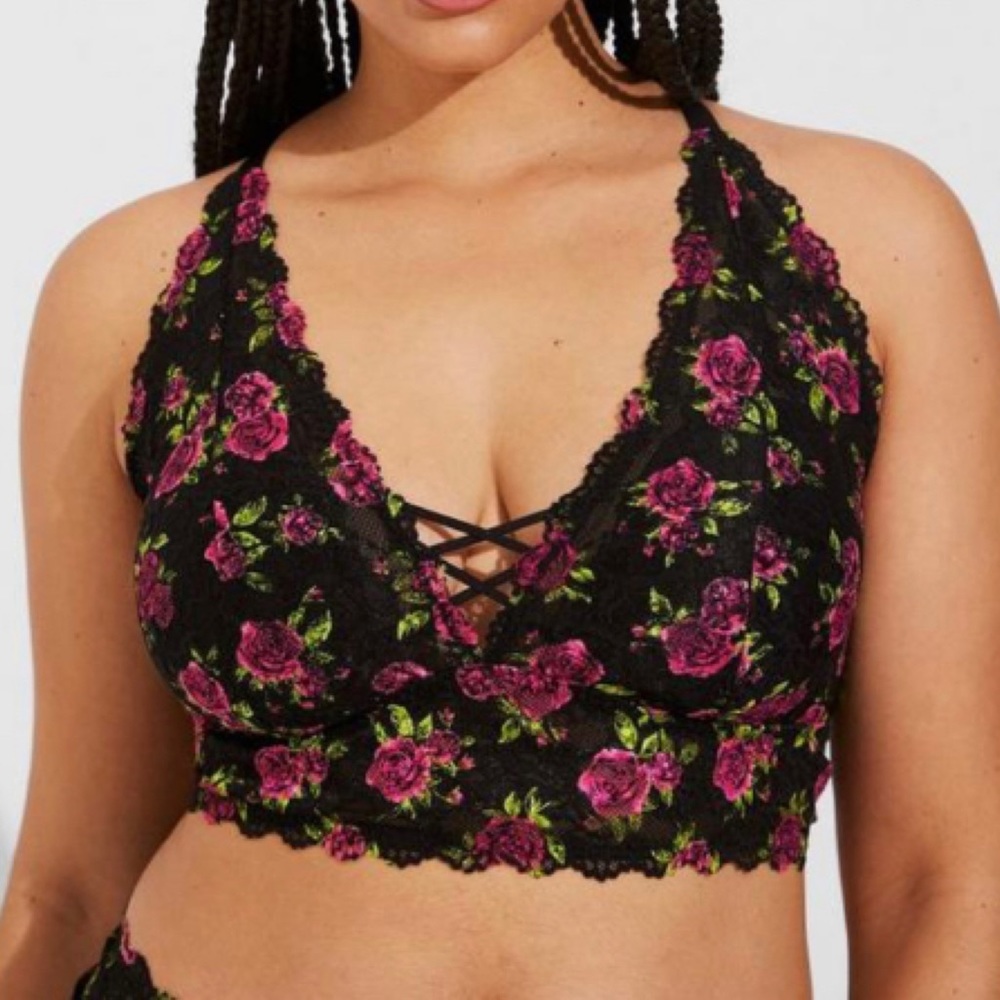 🆕 Lightly Lined Lace Print XO Front Bralette 3 3X 22 24 NWT Torrid New! Floral